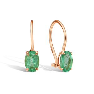 Золотые серьги с изумрудом