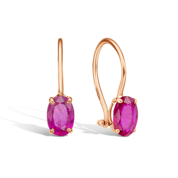 Золотые серьги с рубином