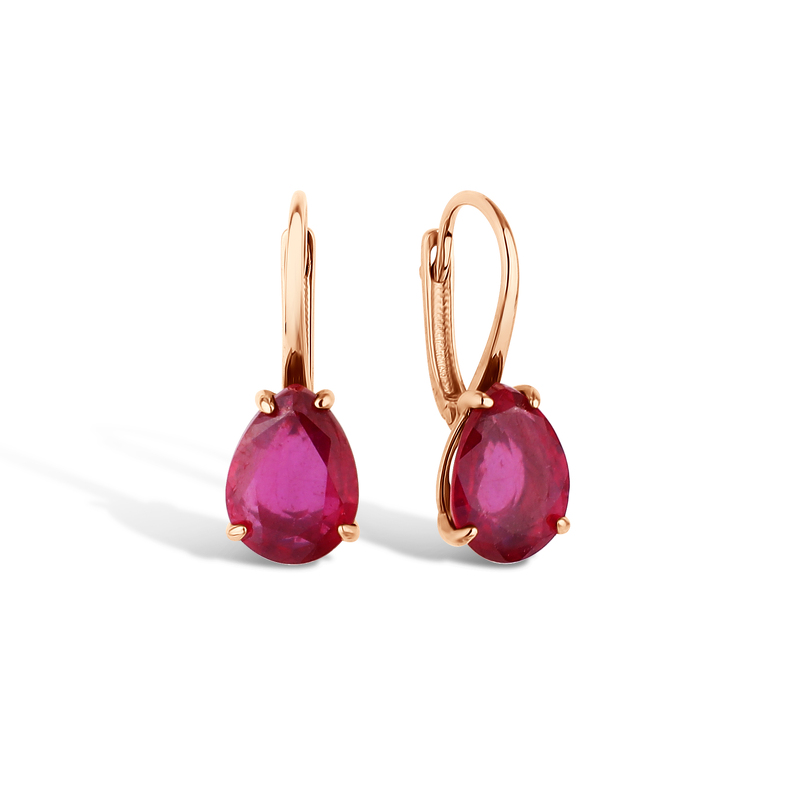 Золотые серьги с рубином