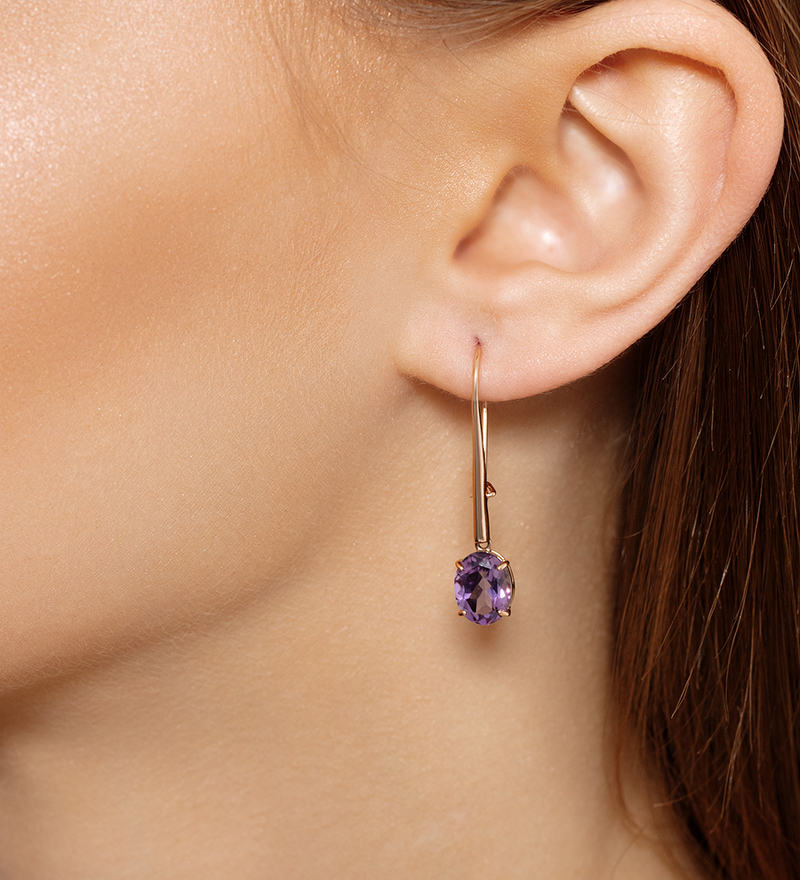Золотые серьги с аметистом