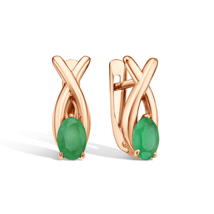 Золотые серьги с изумрудом
