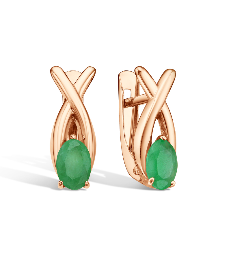 Золотые серьги с изумрудом