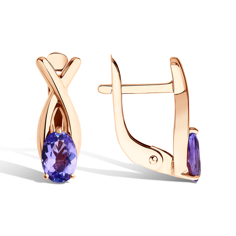 Золотые серьги с танзанитом