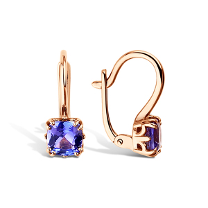 Золотые серьги с танзанитом