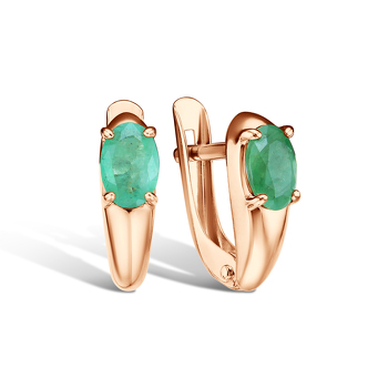 Золотые серьги с изумрудом