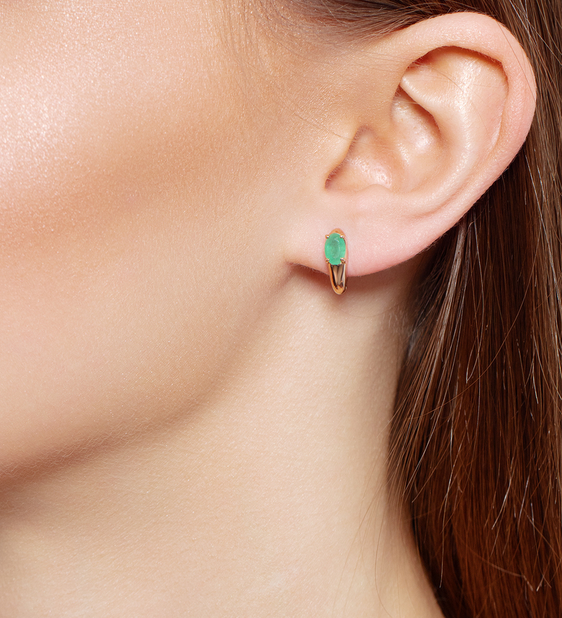 Золотые серьги с изумрудом