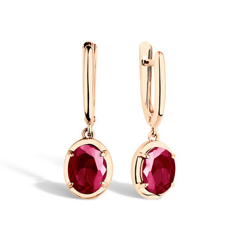 Золотые серьги с рубином