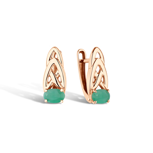 Золотые серьги с изумрудом
