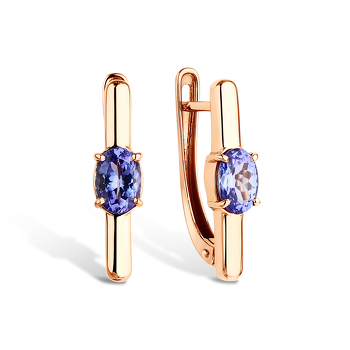Золотые серьги с танзанитом