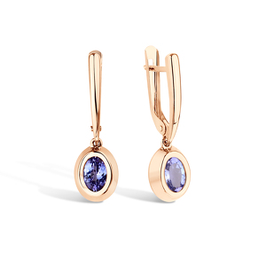 Золотые серьги с танзанитом