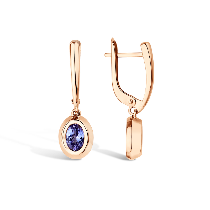 Золотые серьги с танзанитом