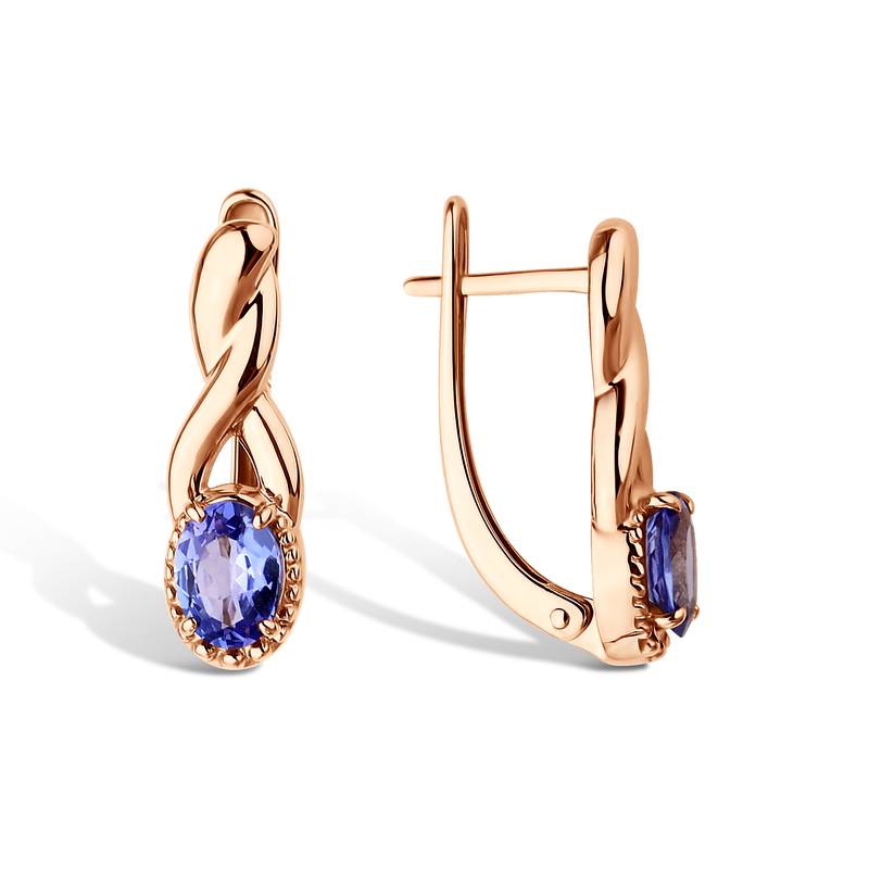 Золотые серьги с танзанитом