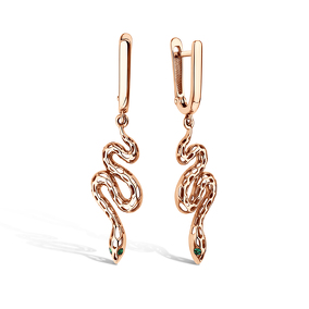 Золотые серьги «Искушение» с фианитами