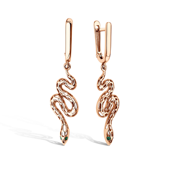 Золотые серьги «Искушение» с фианитами