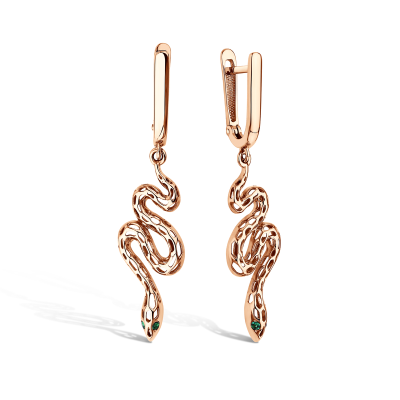 Золотые серьги «Искушение» с фианитами