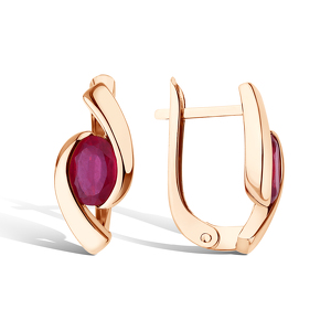 Золотые серьги с рубином