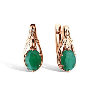 Золотые серьги с изумрудом