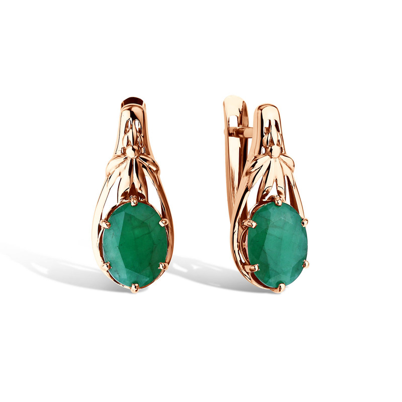 Золотые серьги с изумрудом