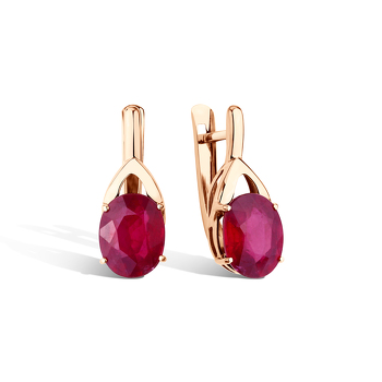 Золотые серьги с рубином