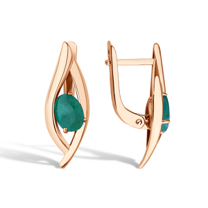 Золотые серьги с изумрудом