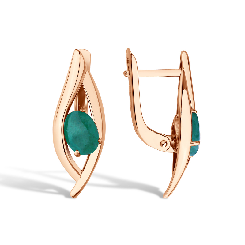 Золотые серьги с изумрудом
