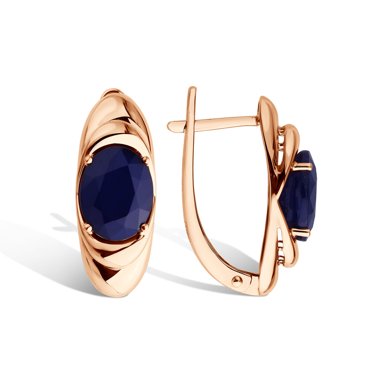 Золотые серьги с сапфиром