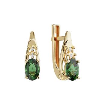 Серьги из золота с бриллиантами и изумрудами 21-1322