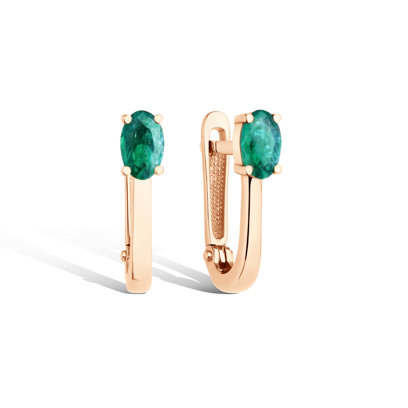 Золотые серьги с изумрудом