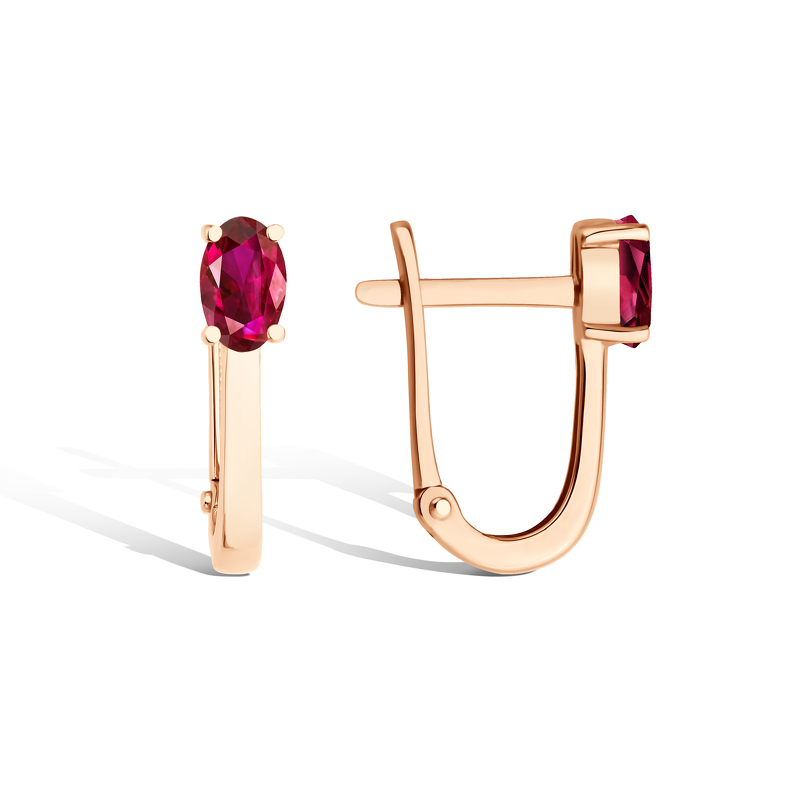 Золотые серьги с рубином