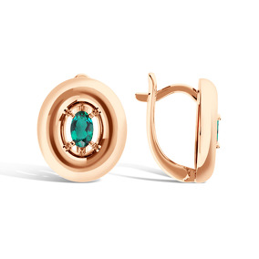Золотые серьги с изумрудом