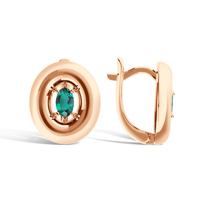 Золотые серьги с изумрудом