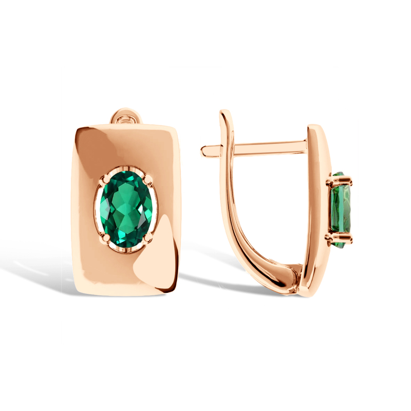 Золотые серьги с изумрудом