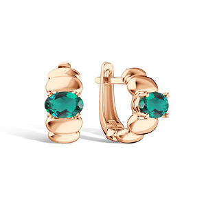 Золотые серьги с изумрудом