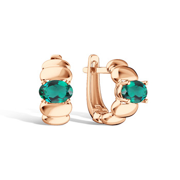 Золотые серьги с изумрудом