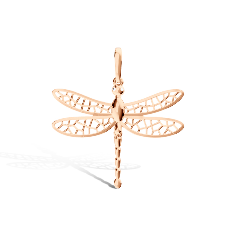 Золотая подвеска «Стрекоза» с бриллиантами