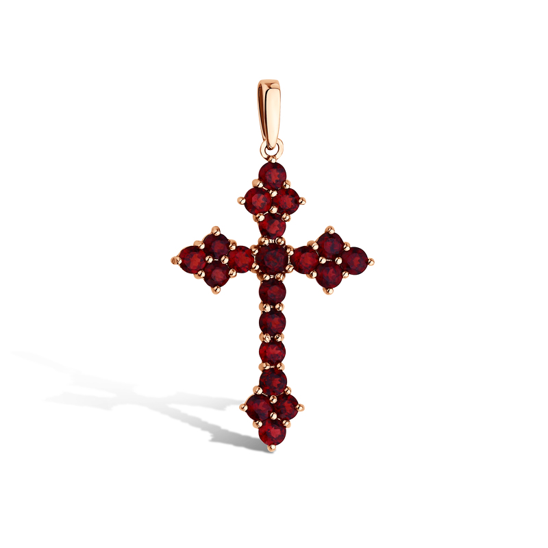 Золотой крест с гранатами