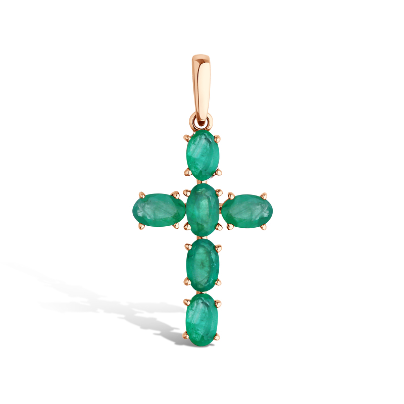 Золотой крест с изумрудами