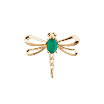 Золотая подвеска «Стрекоза» с агатом