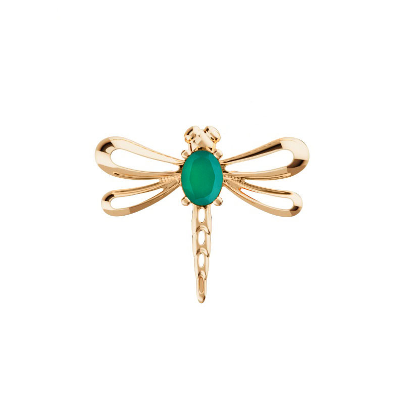 Золотая подвеска «Стрекоза» с агатом