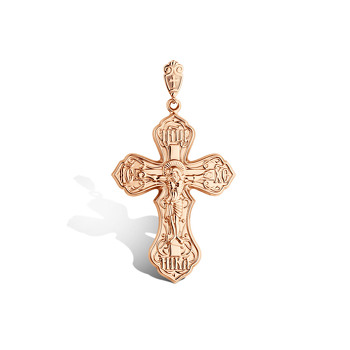 Крест православный из красного золота «Спаси и сохрани»