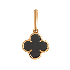 Золотая подвеска «Четыре лепестка удачи» с ониксом
