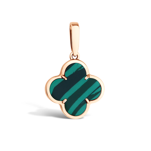 Золотая подвеска с малахитом «Клевер»