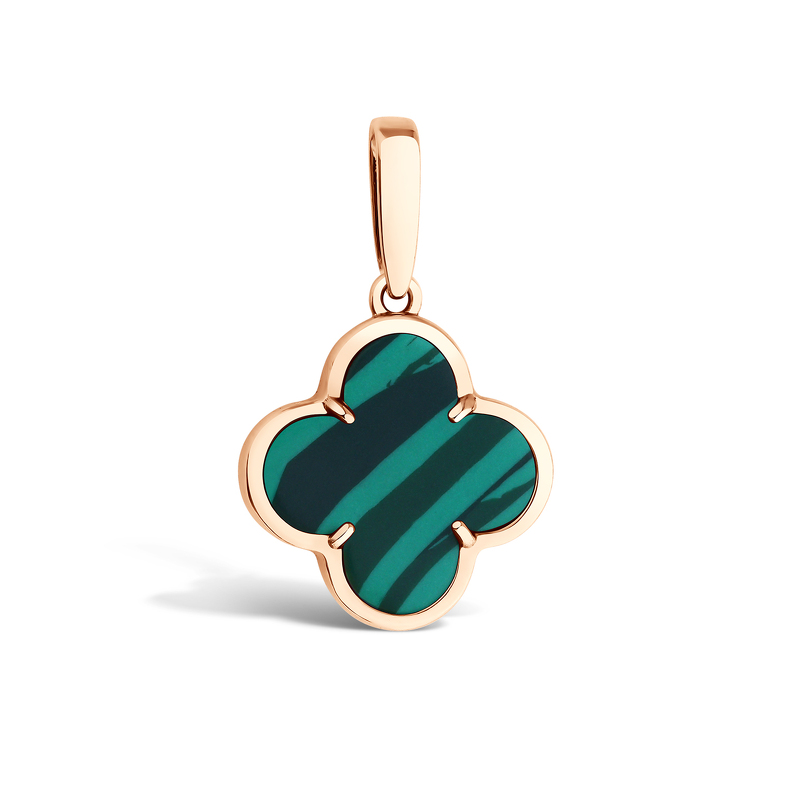 Золотая подвеска с малахитом «Клевер»