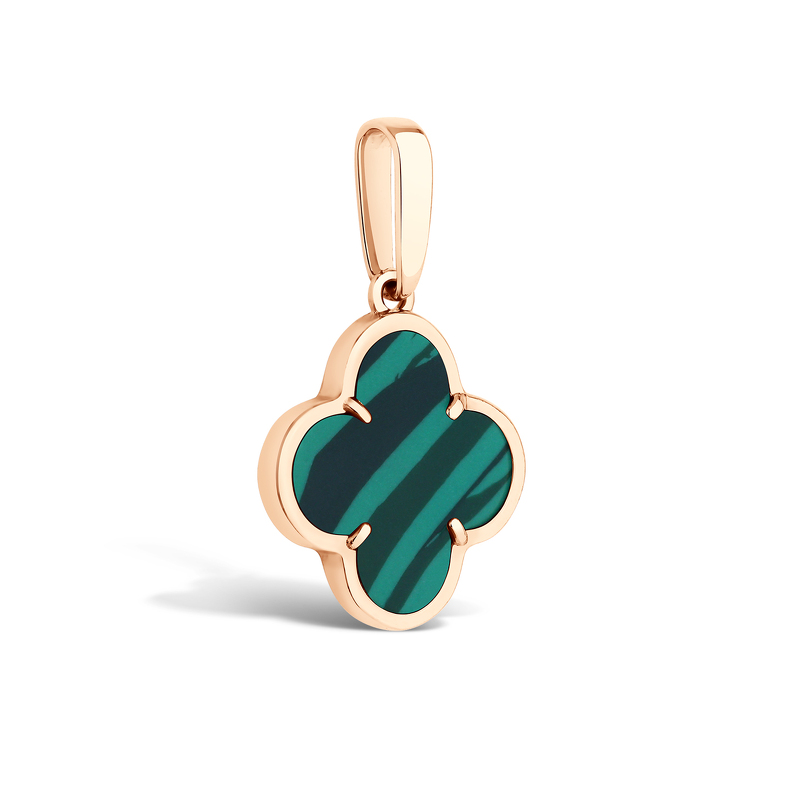 Золотая подвеска с малахитом «Клевер»