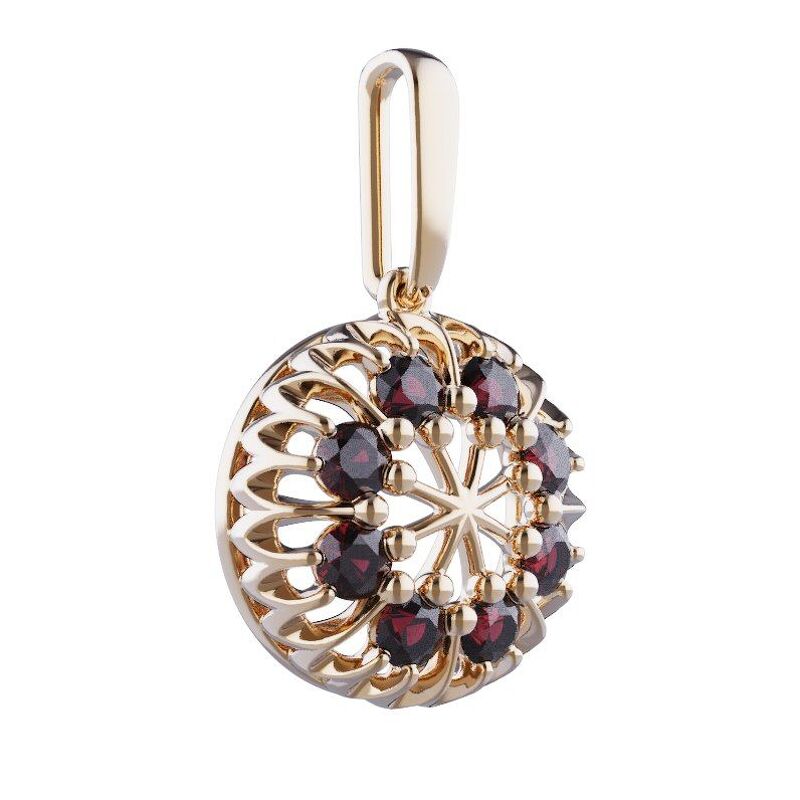 Золотая подвеска с гранатами