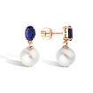Золотые серьги-пусеты с жемчугом и сапфиром