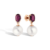 Золотые серьги-пусеты с жемчугом и рубином