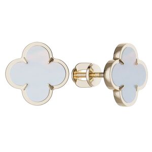 Золотые серьги-пусеты с перламутром