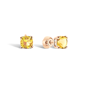 Золотые серьги-пусеты с цитрином