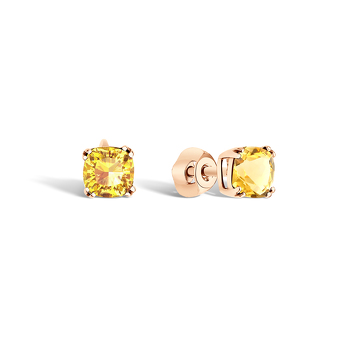 Золотые серьги-пусеты с цитрином